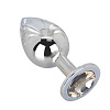 Большой стальной плаг с серым кристаллом Erotic Fantasy Silver Rain EF-HM-019 (9,5 см)