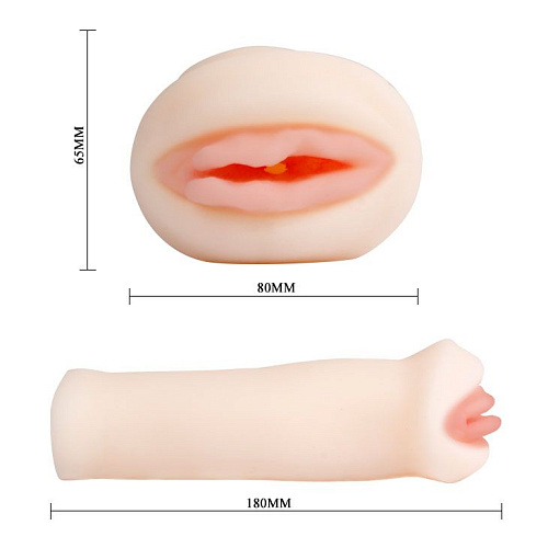 Набор из 3-х телесных мастурбаторов (вагина, ротик и анус) с вибрацией Baile BM-009170