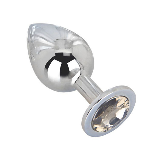 Большой стальной плаг с серым кристаллом Erotic Fantasy Silver Rain EF-HM-019 (9,5 см)