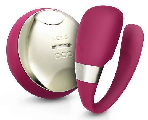 Ярко-розовый вибромассажёр для пар с ДУ Lelo Tiani 3 Cerise LEL9347