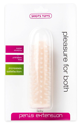 Телесная насадка на пенис с шипами по всей длине Shots Media BV SHT112SKN