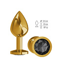 Золотистая средняя пробка с чёрным кристаллом Сумерки богов 520-09 black-DD (8,5 см)
