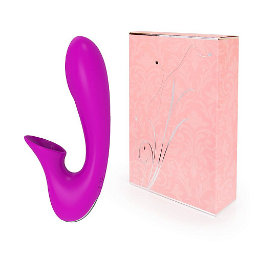 Фиолетовый фантазийный вибромассажёр с клиторальным стимулятором aixiASIA 0095