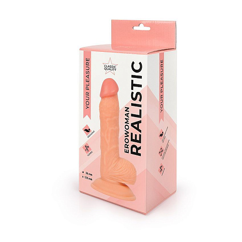 Реалистичный фаллоимитатор телесного цвета Bior toys Erowoman ER-30054