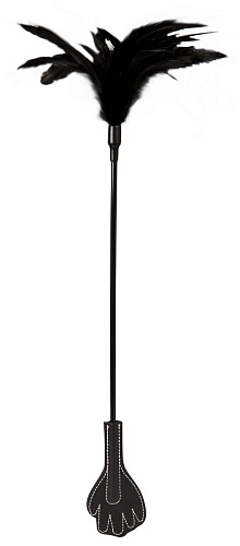 Чёрный двусторонний стек Blush Novelties Feather Crop 520018 (52 см)