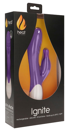 Фиолетовый вибратор-кролик с функцией нагрева Shots Media BV G Ignite HEA006PUR (20,8 см)