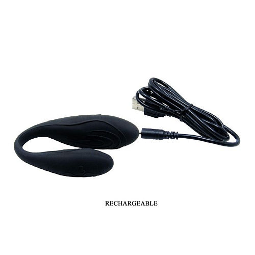 Чёрный вибромассажёр для пар с ДУ Baile Indulgence Plus BI-014145-1