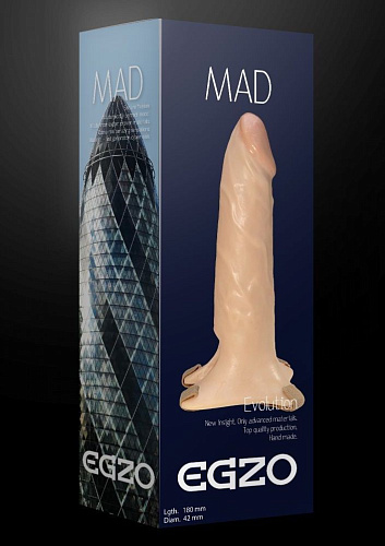 Поясной фаллоимитатор телесного цвета с эластичными ремешками EGZO MAD FH007