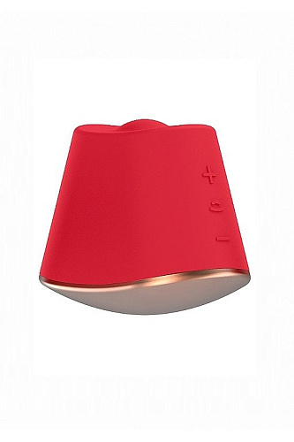 Красный клиторальный стимулятор с вибрацией и ротацией Shots Media BV Dazzling ELE009RED (6,7 см)