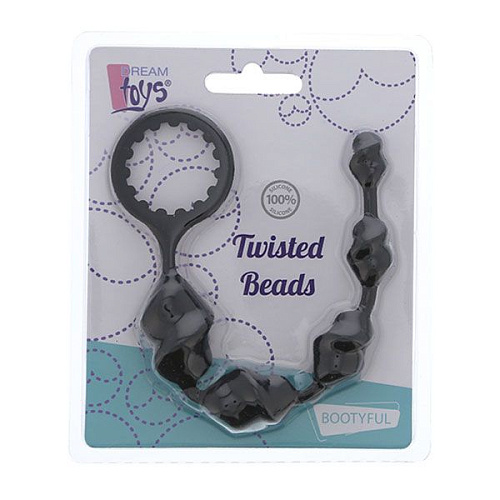 Чёрная анальная цепочка Dream Toys TWISTED BEADS 21493 (23 см)