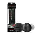 Двусторонний мастурбатор ротик и попка чёрного цвета Topco Sales CyberSkin Stealth Double Stroker 1003103