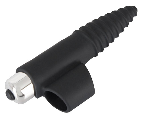 Чёрная вибронасадка на палец с винтовым наконечником Orion Finger Vibrator 05929780000 (10,5 см)