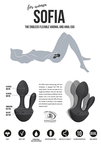 Чёрный анально-вагинальный вибратор Shots Media BV Sofia JIL011BLK (13 см)