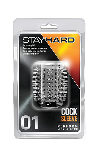 Прозрачная насадка с шипами Blush Novelties STAY HARD COCK SLEEVE 01 CLEAR BL-00102