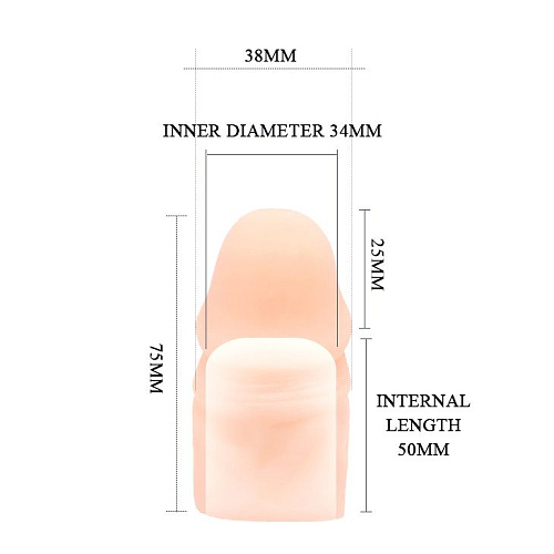 Насадка-удлинитель телесного цвета на пенис фаллической формы Baile BI-010024C-1002 (7,2 см)