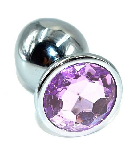 Серебристая анальная пробка с сиреневым кристаллом Kanikule AP-AL001-LLP (10 см)