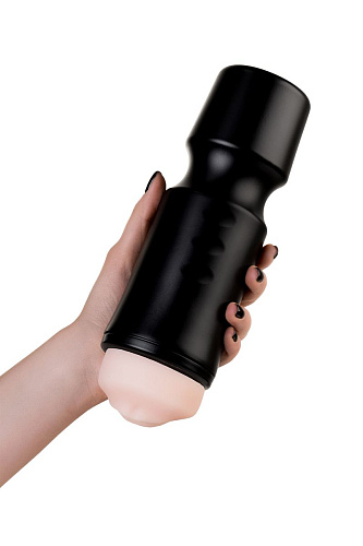 Мастурбатор-ротик телесного цвета в черной колбе A-toys 763003