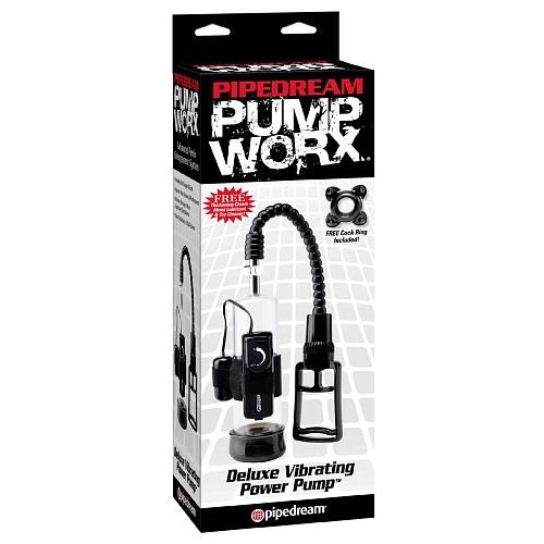 Прозрачная мужская вакуумная помпа с вибрацией Pipedream Deluxe Vibrating Power Pump PD3271-23 (20 см)