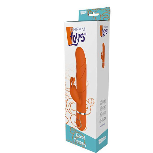 Оранжевый вибратор со стимулятором клитора Dream Toys FLORAL FANTASY 21480 (22 см)