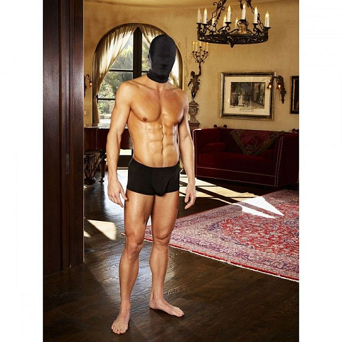 Чёрная глухая маска на голову Lux Fetish LF6008