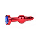 Удлиненная шарикообразная красная анальная втулка с синим кристаллом Anal Jewelry Plug ZRED-13 (10,3 см)