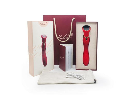 Красный вибратор с screen-touch управлением Viotec MIRACLE CHANCE 1806R1 (21 см)