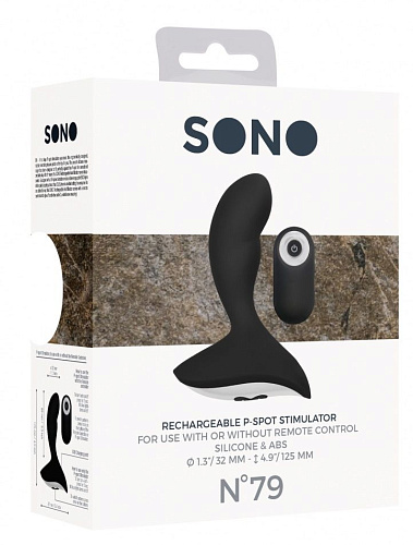 Чёрный массажёр простаты с пультом Shots Media BV N 79 Rechargeable P-Spot Stimulator SON079BLK