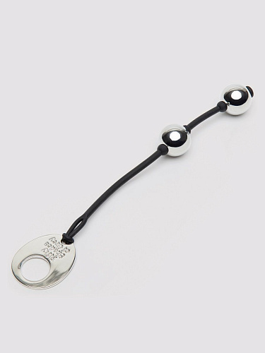 Серебристые шарики на чёрном силиконовом шнурке Fifty Shades of Grey Inner Goddess Mini Silver Pleasure Balls 85g FS-74939 (85 гр)