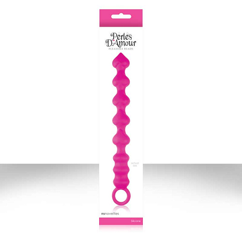 Розовая анальная цепочка из силикона NS Novelties PERLES D AMOUR NSN-0530-14 (22 см)