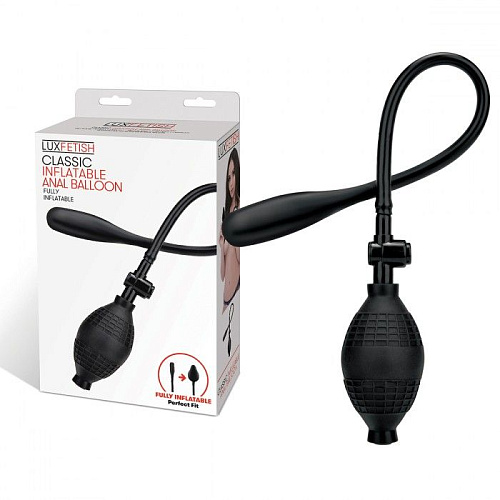 Чёрный надувной анальный шар с грушей-насосом Lux Fetish LF5309