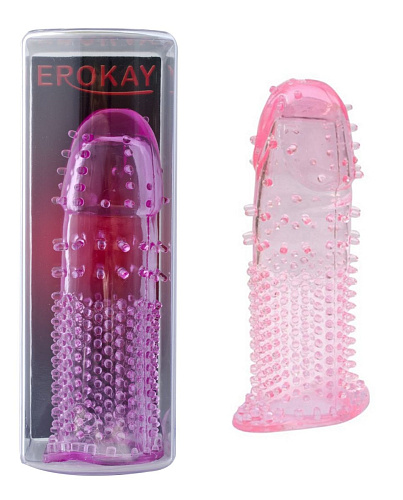 Розовая насадка на пенис с шипами Erokay Her Wish EK-2217PK