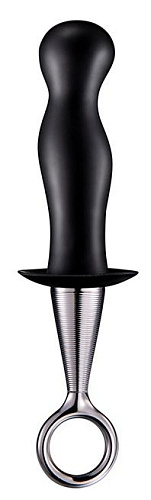 Чёрный анальный плаг с серебристой рукояткой Dream Toys PLUG WITH PLATED HANDLE 21608