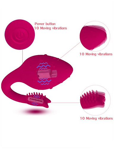 Малиновый вибратор-клубничка с хвостиком Iyiqu IYQ-TDF-01 (9,6 см)