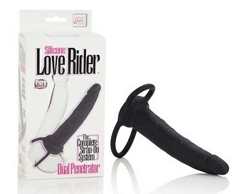 Насадка на пенис для двойного проникновения в чёрном цвете California Exotic Novelties Silicone Love Rider Dual Penetrator SE-1515-20-3 (14 см)