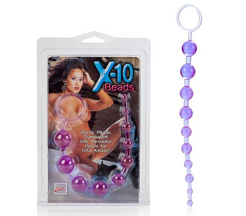 Фиолетовая анальная цепочка California Exotic Novelties X-10 BEADS SE-1233-14-2 (28 см)