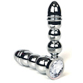 Серебристая анальная пробка-ёлочка с прозрачным кристаллом Vandersex 159-MAT16 (14,5 см)