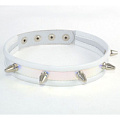 Узкий белый ошейник с шипами и перламутровым блеском Sitabella 3125-39