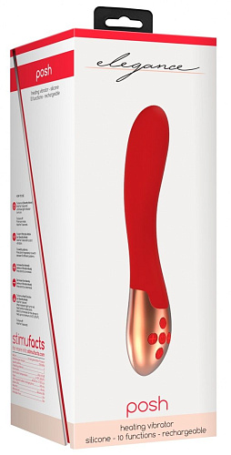 Красный вибратор с функцией нагрева Shots Media BV Posh ELE001RED (20 см)