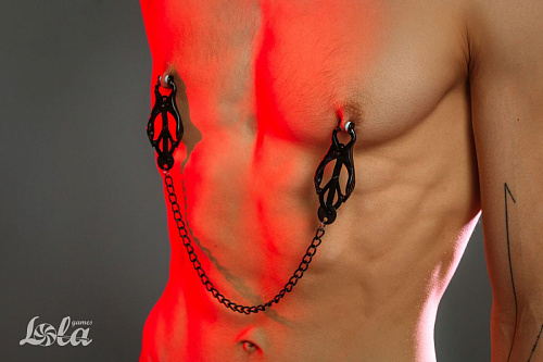 Чёрные зажимы на соски с цепочкой Lola toys Darkside 1136-01lola
