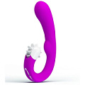 Лиловый вибромассажёр с клиторальным стимулятором-ротатором Baile Magic Tongue BI-040059