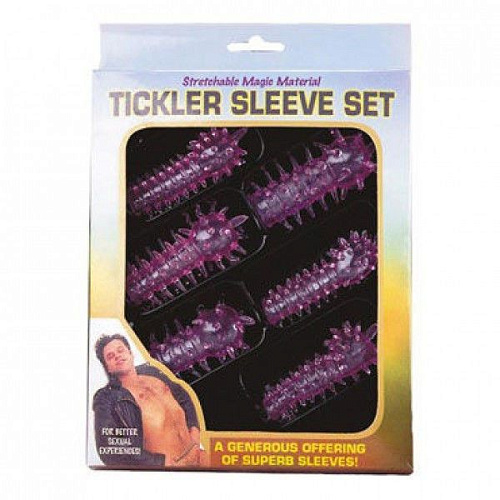 Набор из 6 розовых закрытых насадок с шипами Tonga TICKLER JELLY SLEEVE SET 170015