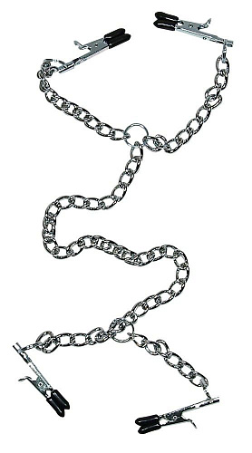 Серебристые зажимы для сосков и половых губ Orion Sextreme Heavy Bridle for her 0525197