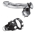 Чёрная утяжка для мошонки и пениса BlueLine Cock Ring With 1 Ball Stretcher And Optional Weight Ring BLM3055
