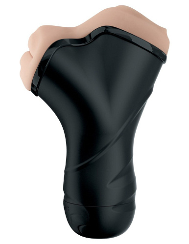 Чёрный мастурбатор в колбе с двумя тоннелями Pipedream Double Penetration Vibrating Stroker RD508