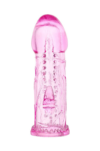 Розовая гелевая насадка с шипами и коготком ToyFa 818019-3