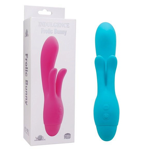 Голубой вибратор с клиторальным отростком Howells INDULGENCE Frolic Bunny 174206blue (18,5 см)