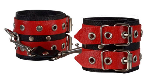 Красно-чёрные наручи из кожи Sitabella 3050-12