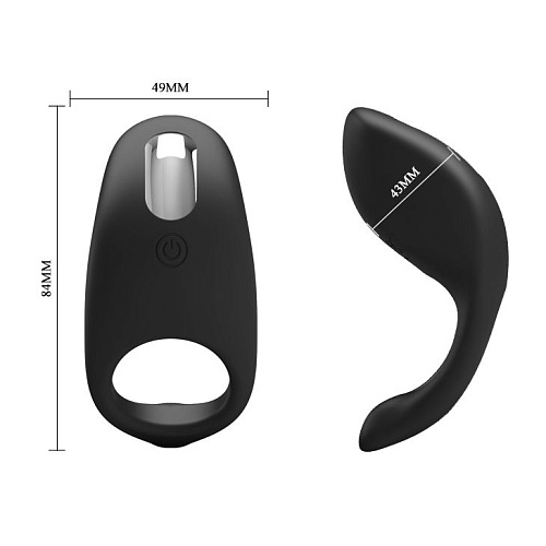 Чёрное перезаряжаемое эрекционное кольцо Baile Gemma BI-210162