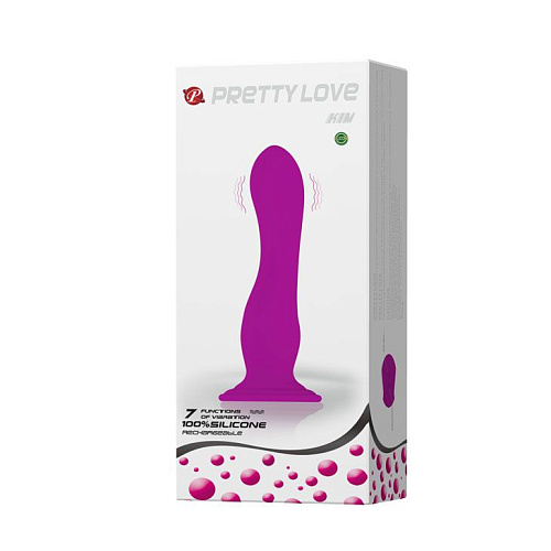 Фиолетовый анально-вагинальный вибромассажёр на присоске Baile BI-014187 (17,5 см)