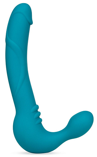 Бирюзовый безремневой страпон Blush Novelties Luna Strapless Silicone Dildo BL-81302 (22,86 см)